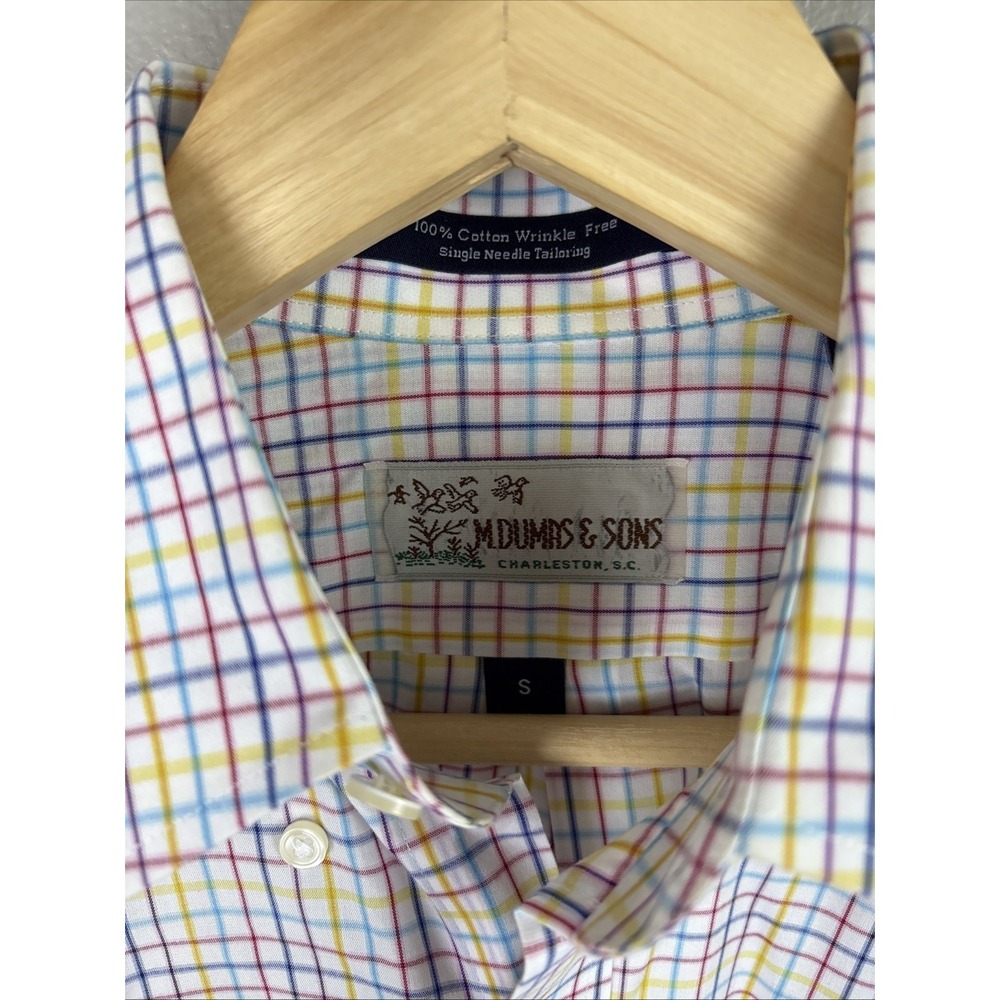 M Dumas & Sons Men's 100% Cotton No Wrinkle Small Button Down, Tarn Check Shirt - Picture 2 of 6